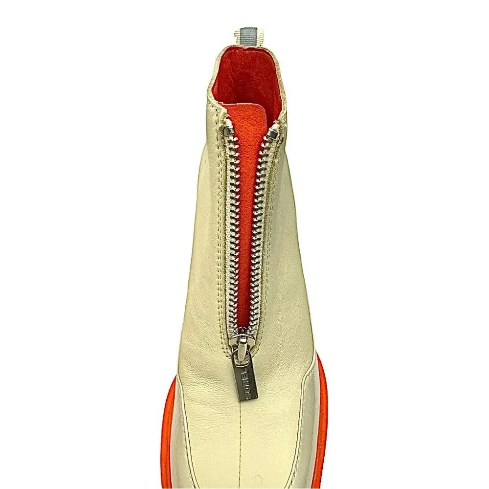 Sorel Brex Chelsea Boots Waterproof Beige Orange Leather Size 9.5 NEW